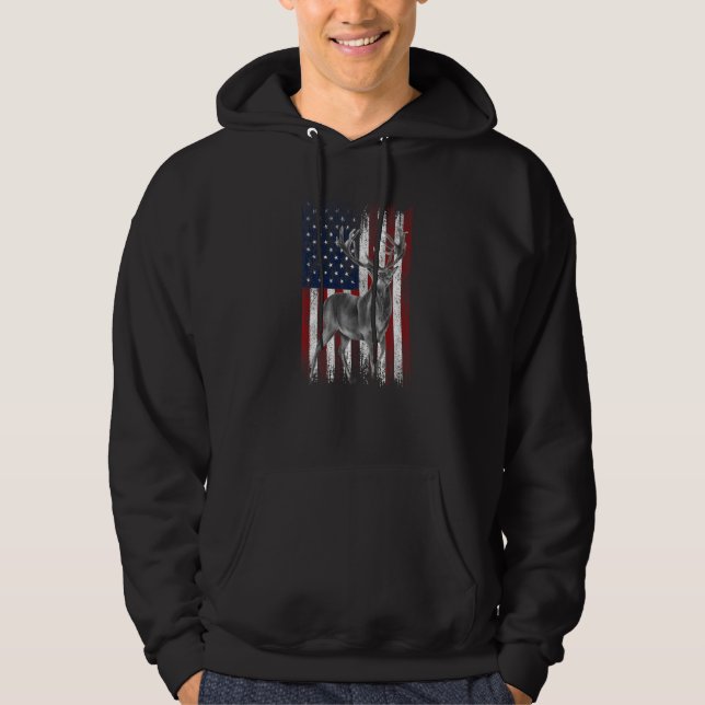 Sudadera American Flag Deer Hunting Hunters Deer on America (Anverso)