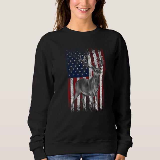 Sudadera American Flag Deer Hunting Hunters Deer on America (Anverso)