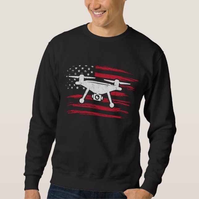 Sudadera American Flag Drone Pilot USA Drone Operator (Anverso)