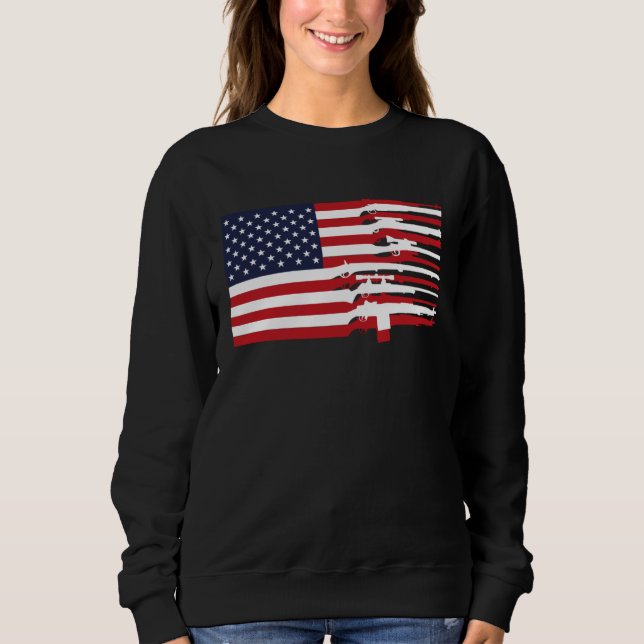 Sudadera American Flag Firearms Weapons USA 4th of July (Anverso)