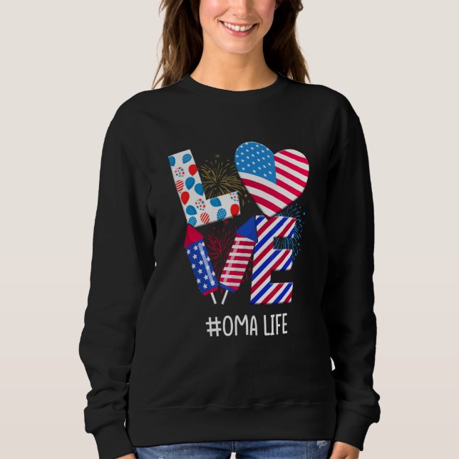 Sudadera American Flag Fireworks Love Oma 4th Of July Patri (Anverso)