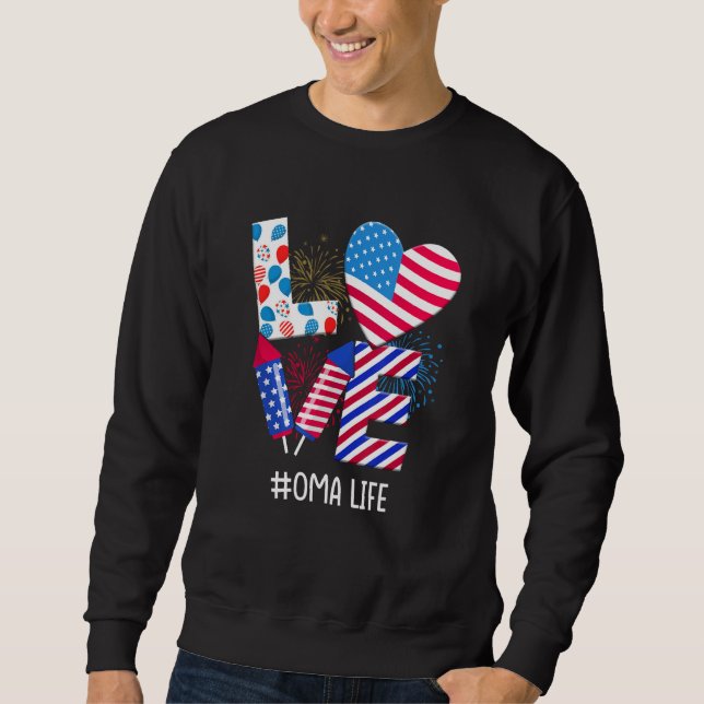 Sudadera American Flag Fireworks Love Oma 4th Of July Patri (Anverso)