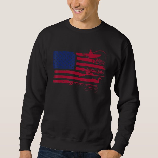Sudadera American Flag Fishing and Hunting Mens Dad Father' (Anverso)