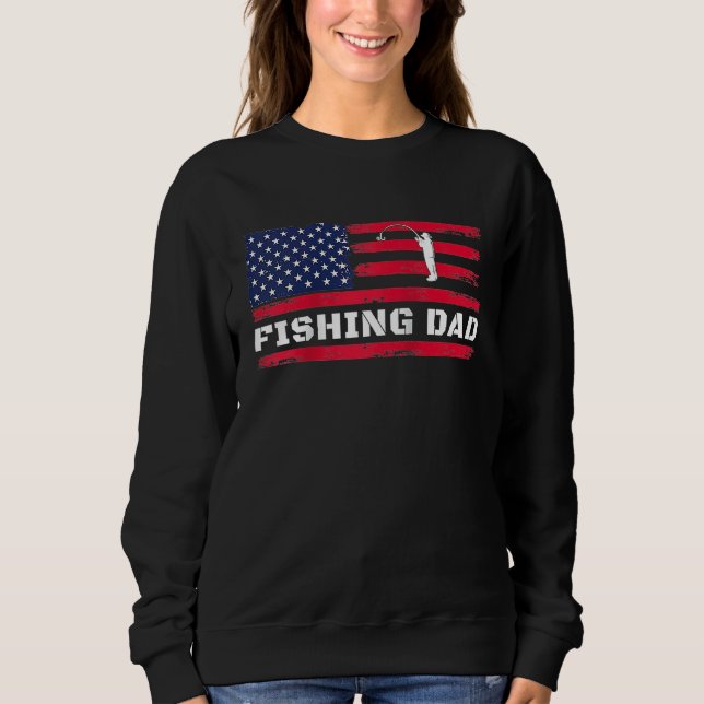 Sudadera American Flag Fishing Dad Father's Day Raglan Base (Anverso)
