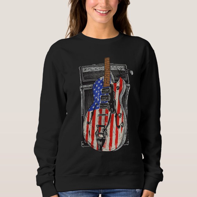 Sudadera American Flag Guitar 4th of July Guitarist USA Cou (Anverso)