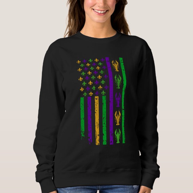 Sudadera American Flag Mardi Gras Mardi Gras Crawfish Outfi (Anverso)