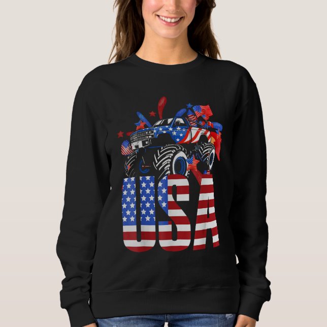 Sudadera American Flag Monster Truck 4th Of July USA Patrio (Anverso)