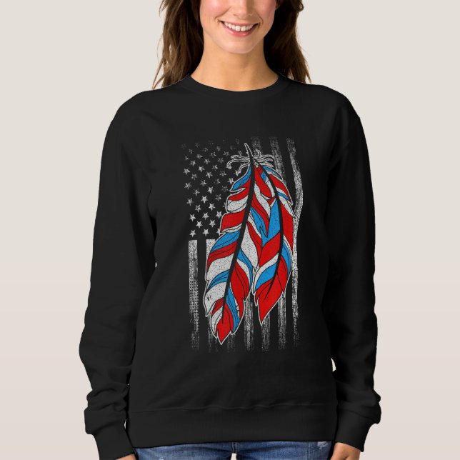 Sudadera American Flag  Native Feather Pride Month Indigeno (Anverso)