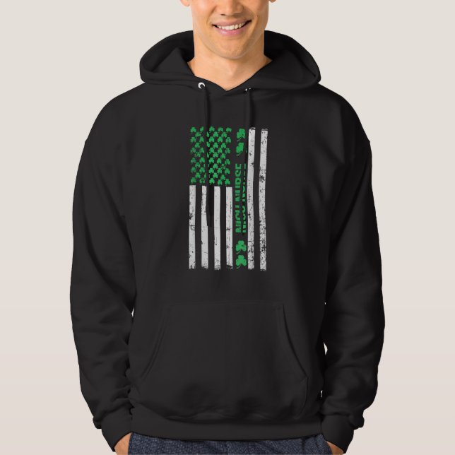 Sudadera American Flag NICU Nurse St Patricks Day Shamrock  (Anverso)