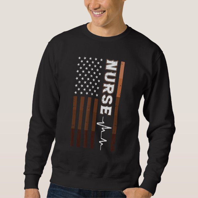 Sudadera American Flag Nurse Black History BLM Melanin RN N (Anverso)