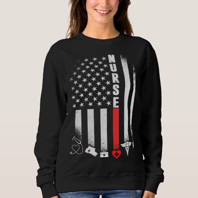 Sudadera American Flag Nurse Day  Idea (Anverso)