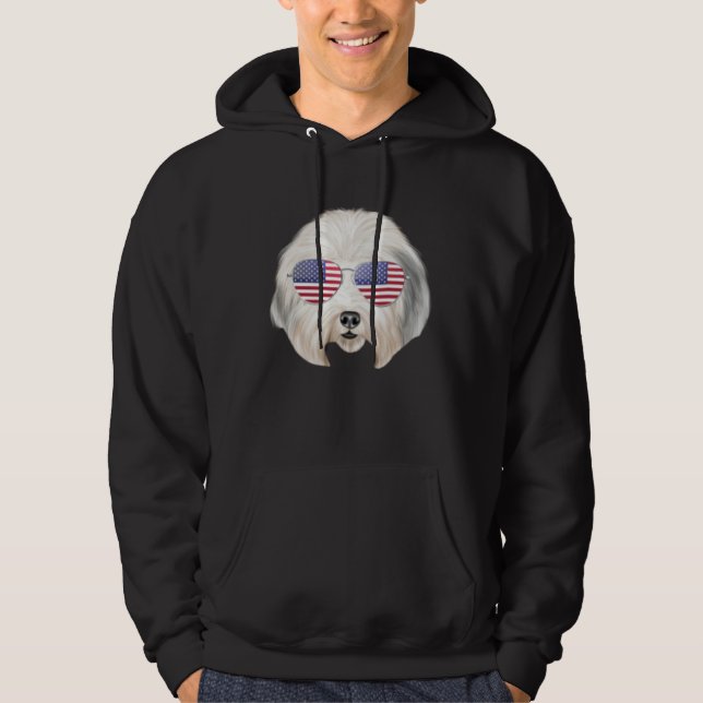 Sudadera American Flag Old English Sheepdog Dog America Poc (Anverso)