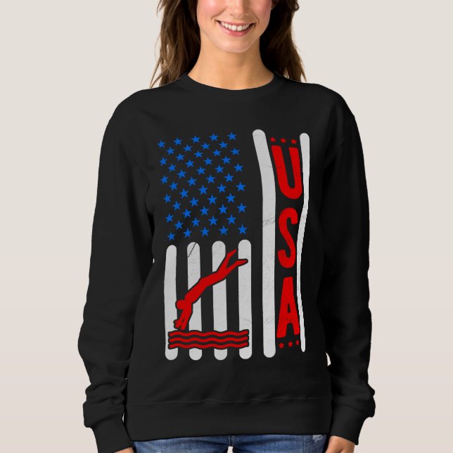 Sudadera American Flag Patriotic USA Men Women Swimming Fre (Anverso)