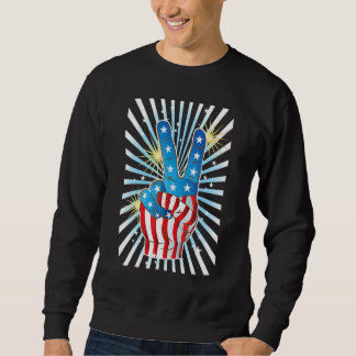Sudadera American Flag Peace Sign Hand   Fourth of July