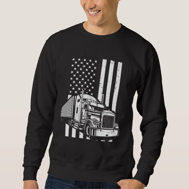 Sudadera American Flag Semi Truck Trucker (Anverso)