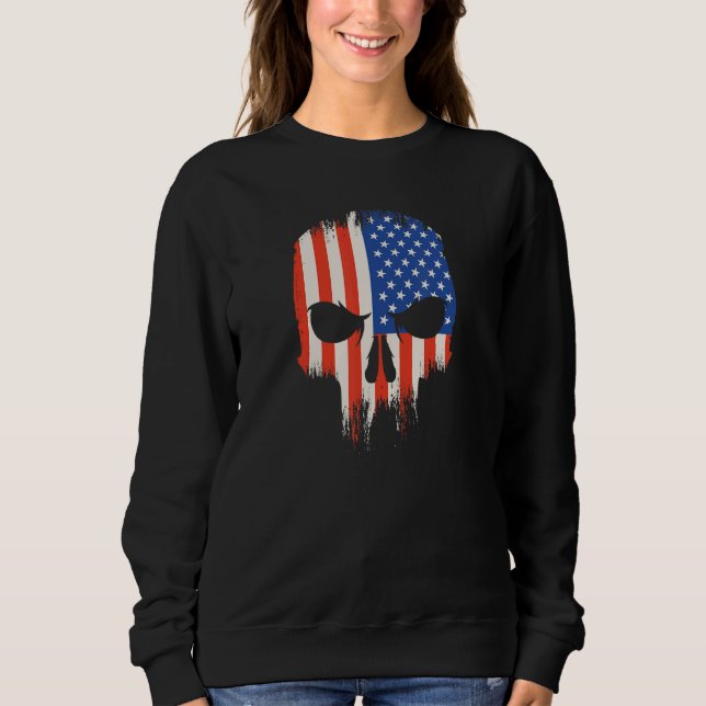 Sudadera American Flag Skull   for Men  USA Flag Patriotic (Anverso)