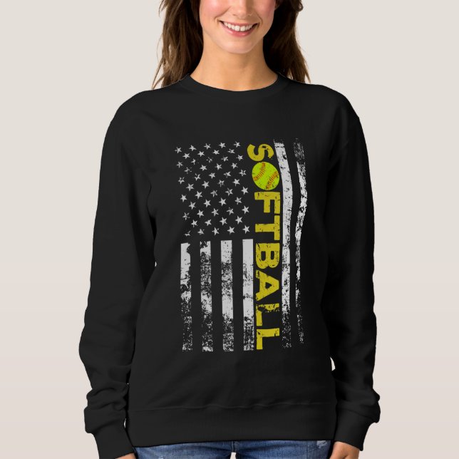 Sudadera American Flag Softball Team Gifts (Anverso)