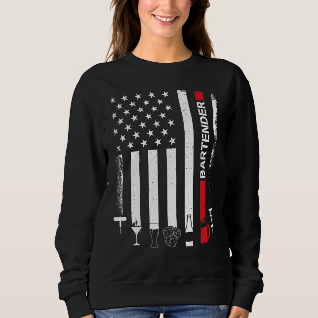 Sudadera American Flag With Bartender  For Women Men (Anverso)