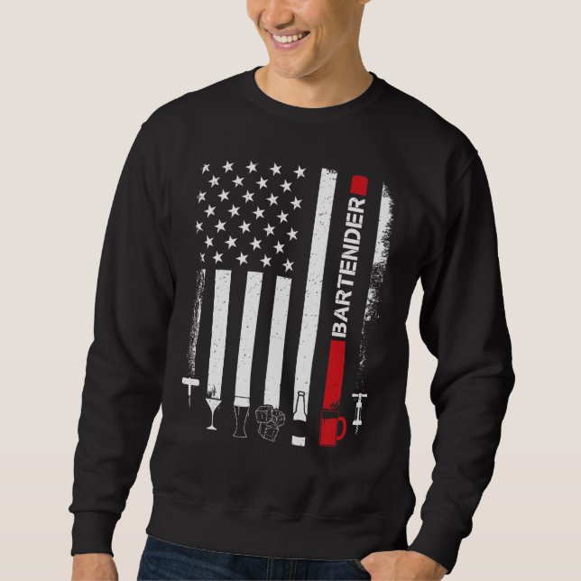 Sudadera American Flag With Bartender  For Women Men (Anverso)