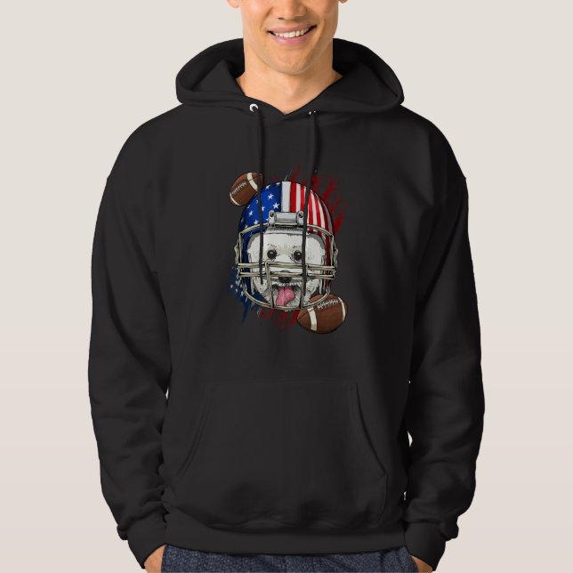 Sudadera American Football Player Bichon Frise Dog Face Pat (Anverso)