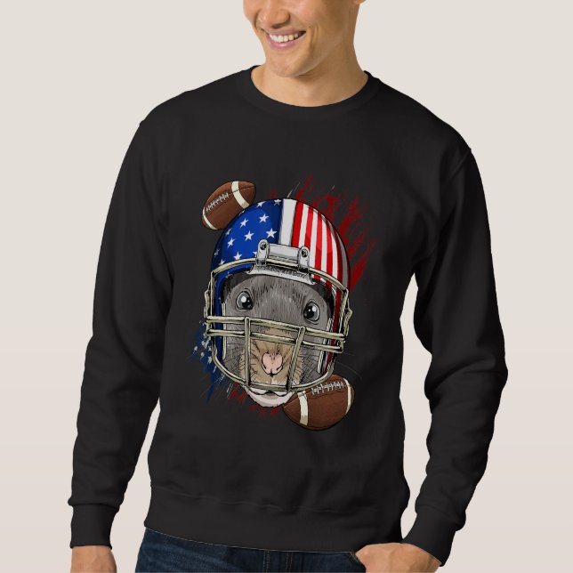 Sudadera American Football Player Rat Patriotic 4th Of July (Anverso)