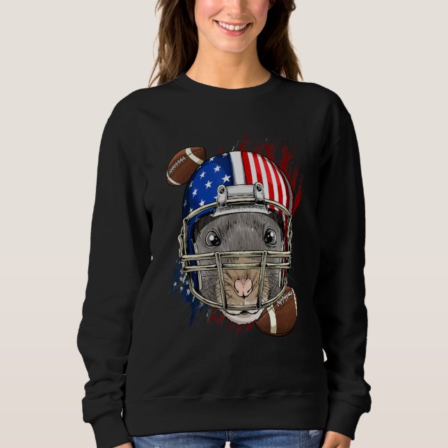 Sudadera American Football Player Rat Patriotic 4th Of July (Anverso)