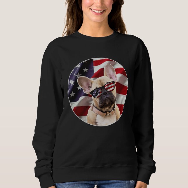 Sudadera American Frenchie Dog  USA Flag (Anverso)