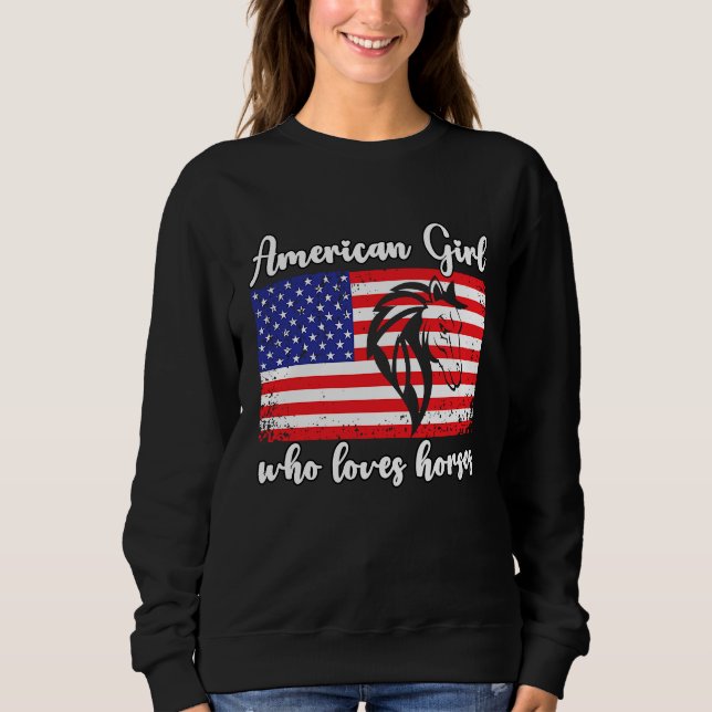 Sudadera American girl who loves horses rider  4 (Anverso)