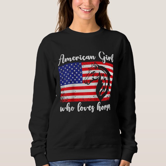 Sudadera American girl who loves horses rider Raglan Baseba (Anverso)