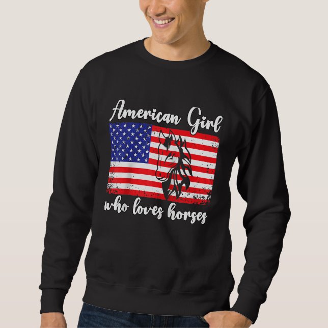 Sudadera American girl who loves horses rider Raglan Baseba (Anverso)