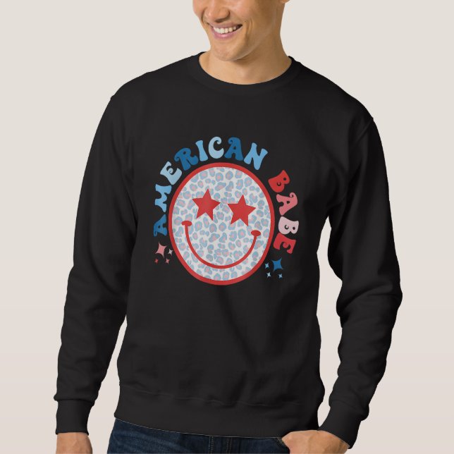 Sudadera American Girls Babe Leopard Smile Face 4th of July (Anverso)