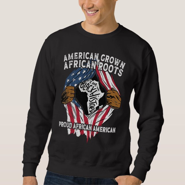 Sudadera American Grown African Roots USA African Flag Patr (Anverso)