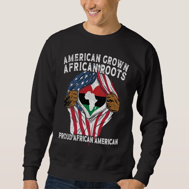 Sudadera American Grown African Roots USA African Flag Patr (Anverso)