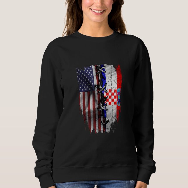 Sudadera American Grown Croatian Roots USA Croatia Flag (Anverso)