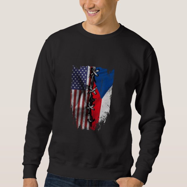 Sudadera American Grown Czech Roots USA Czech Republic Flag (Anverso)