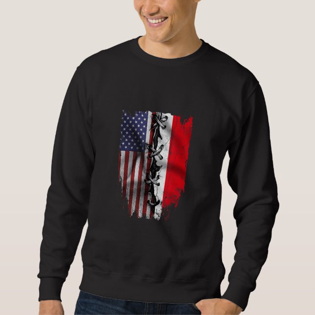 Sudadera American Grown Indonesian Roots USA Indonesia Flag (Anverso)