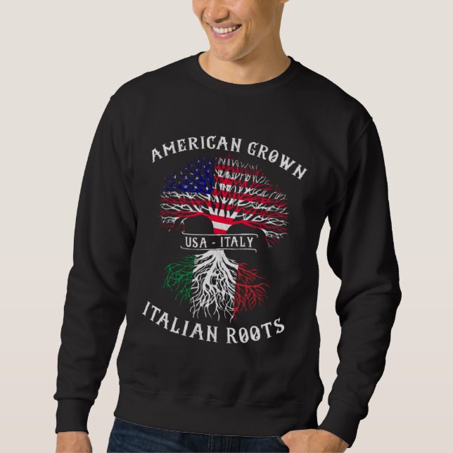 Sudadera American Grown Italian Roots Italy Flag Pride Cool (Anverso)