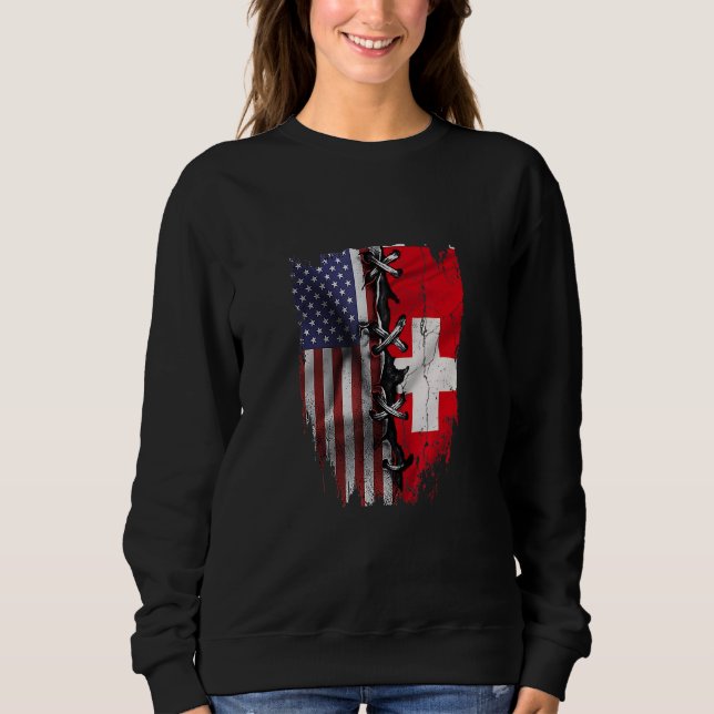 Sudadera American Grown Swiss Roots USA Switzerland Flag (Anverso)