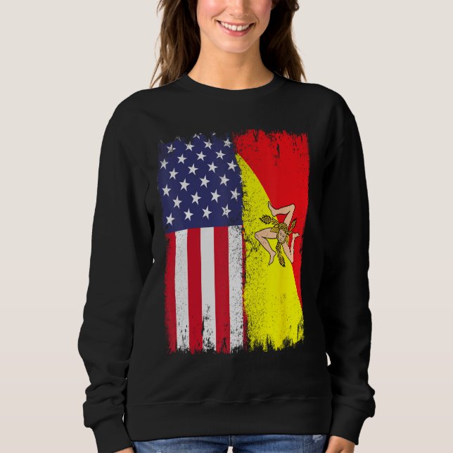 Sudadera American Grown with Sicilian Roots  Sicily Malta (Anverso)