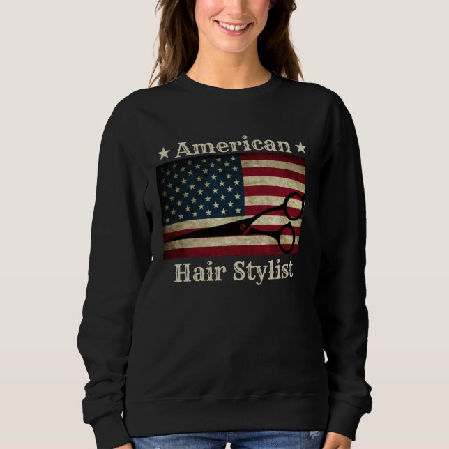 Sudadera American Hair Stylist  Shears Tools American Flag  (Anverso)