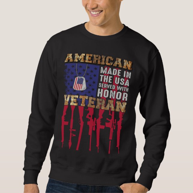 Sudadera American Made In The USA Served With Honor Veteran (Anverso)