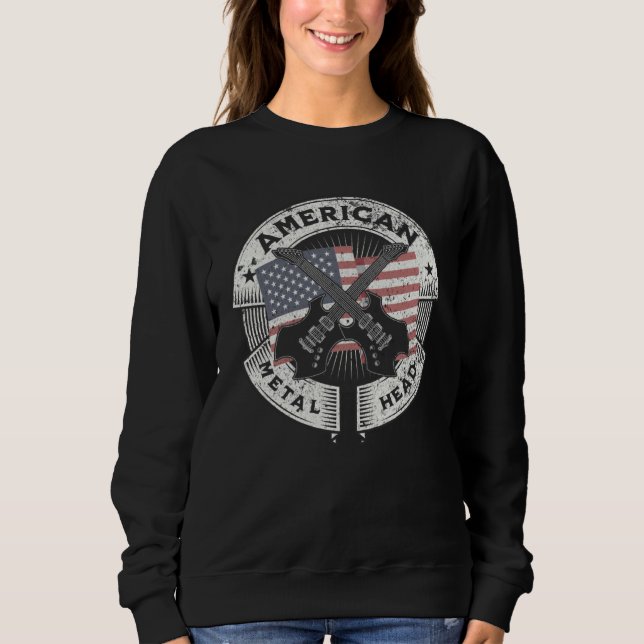 Sudadera American Metalhead Heavy Metal Music Guitar Player (Anverso)
