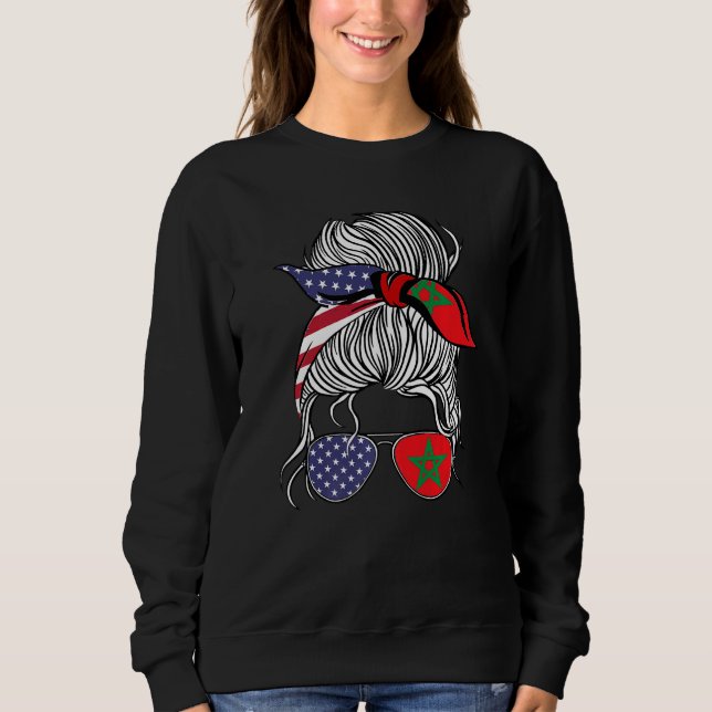 Sudadera American Moroccan Patriot Flag Women Girl Morocco  (Anverso)