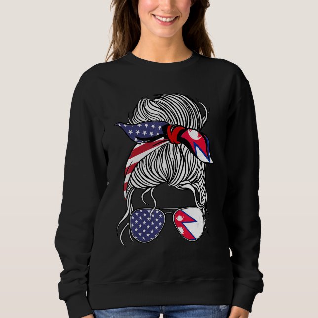 Sudadera American Nepalese Patriot Flag Women Girl Nepal Gr (Anverso)