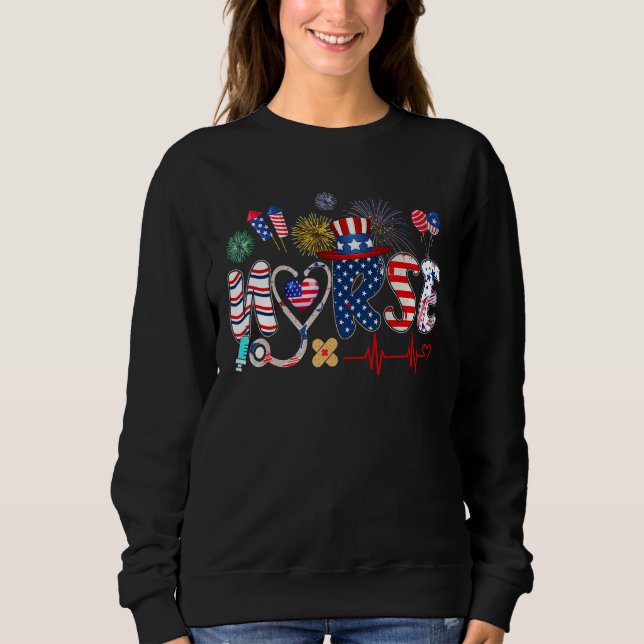 Sudadera American Nurse 4th of July Nurse Stethoscope Heart (Anverso)