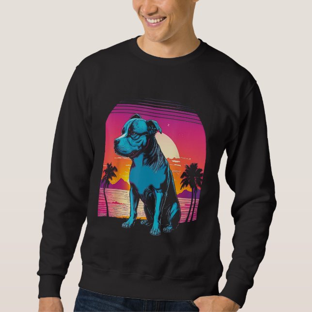 Sudadera American Pit Bull Terrier Retro 80s Style Sunset (Anverso)
