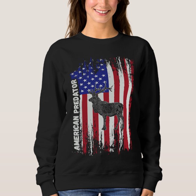 Sudadera American Predator Patriotic American Flag ELK Hunt (Anverso)