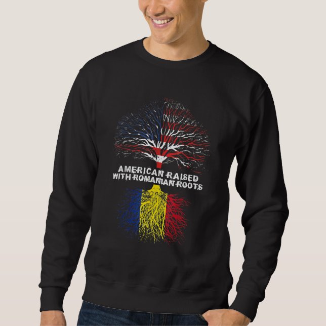 Sudadera American Raised With Romanian Roots (Anverso)