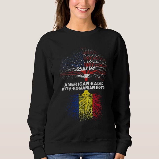 Sudadera American Raised With Romanian Roots (Anverso)