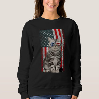 Sudadera American Shorthair Cat US Flag Sunglasses Independ